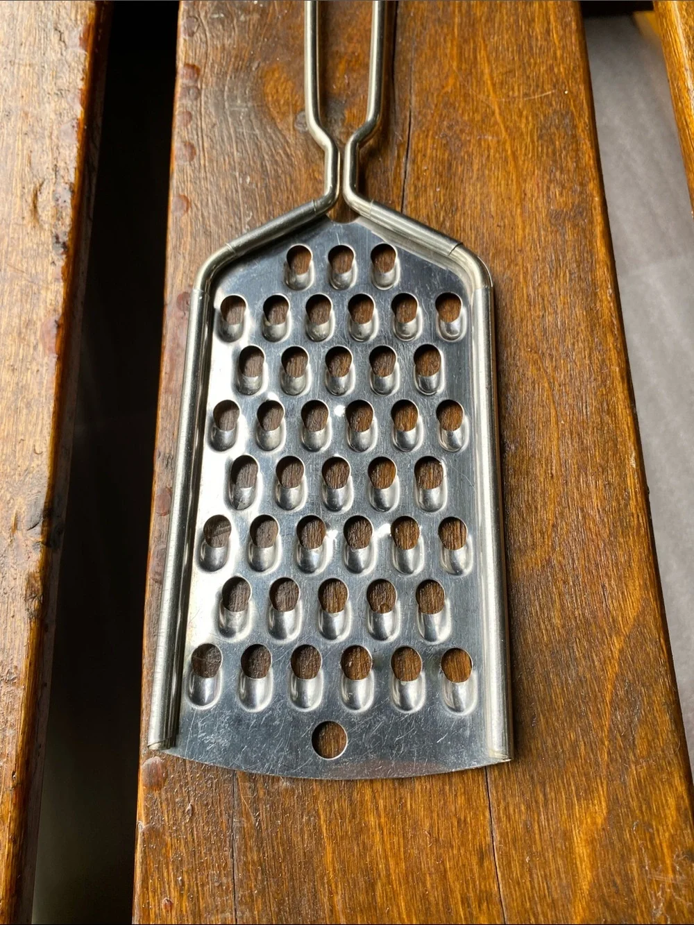 Vintage CURSIVE FOLEY Stainless Steel Handheld Grater - USA 1940s - 1950s MCM